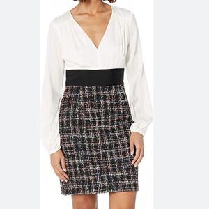 Milly Nicola Ribbon Check Tweed Dress